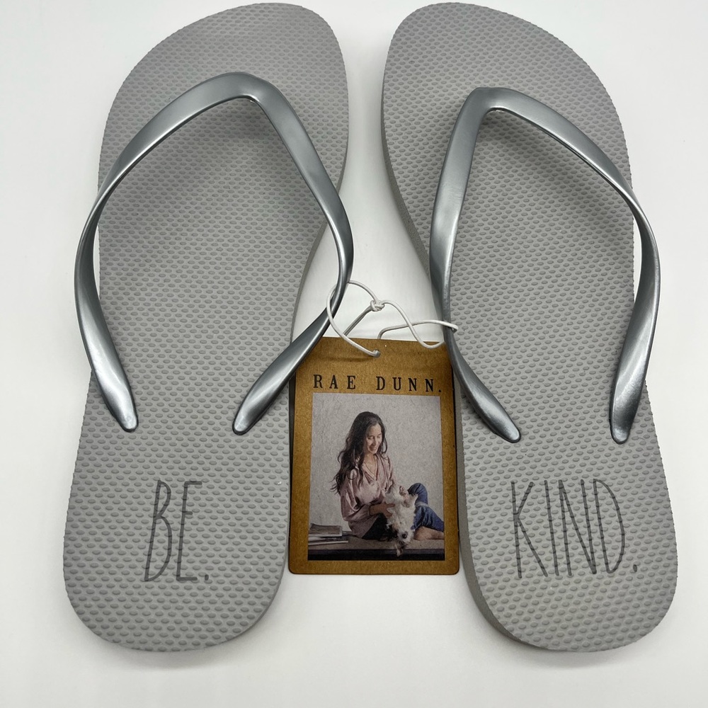 Rae dunn silver flip flops nwt- sold